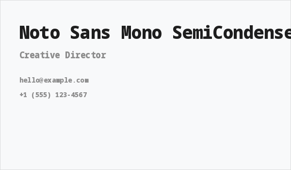Noto Sans Mono SemiCondensed Black Business Card