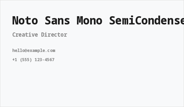 Noto Sans Mono SemiCondensed ExtraBold Business Card