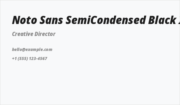 Noto Sans SemiCondensed Black Italic Business Card