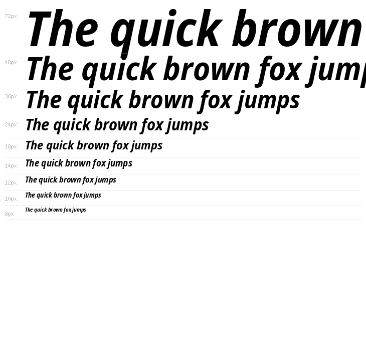 Noto Sans SemiCondensed Bold Italic Waterfall