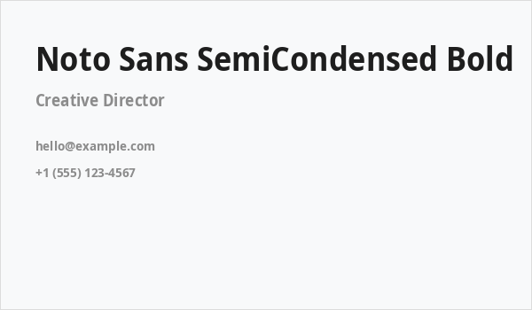Noto Sans SemiCondensed Bold Business Card