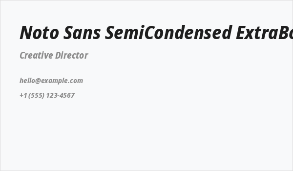 Noto Sans SemiCondensed ExtraBold Italic Business Card