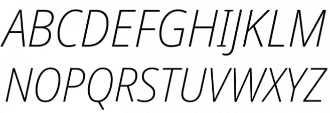 Noto Sans SemiCondensed ExtraLight Italic Schriftart Groß
