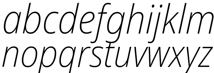 Noto Sans SemiCondensed ExtraLight Italic Font LOWERCASE