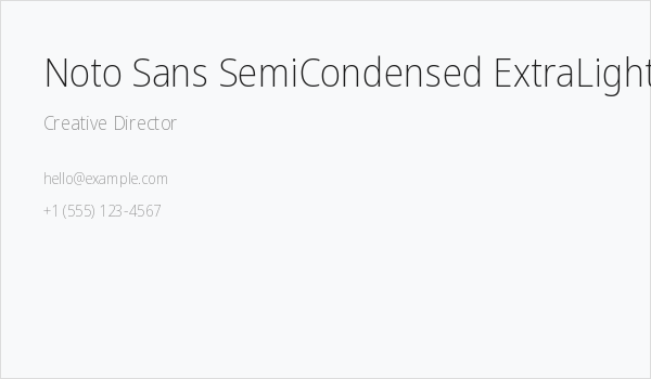 Noto Sans SemiCondensed ExtraLight Business Card