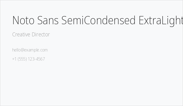 Noto Sans SemiCondensed ExtraLight Business Card
