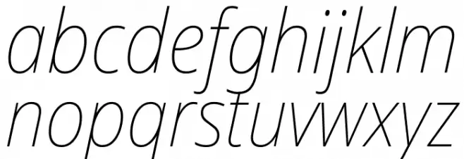 Noto Sans SemiCondensed Thin Italic फ़ॉन्ट लोअरकेस