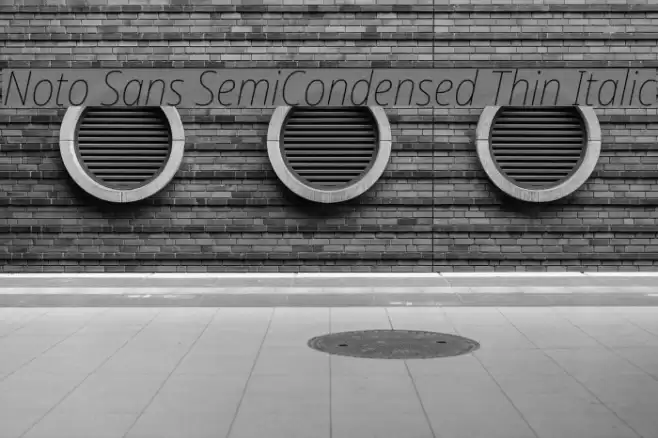 Noto Sans SemiCondensed Thin Italic Font examples