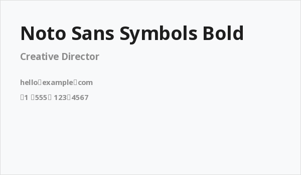 Noto Sans Symbols Bold Business Card