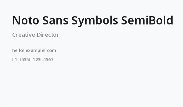 Noto Sans Symbols SemiBold Business Card