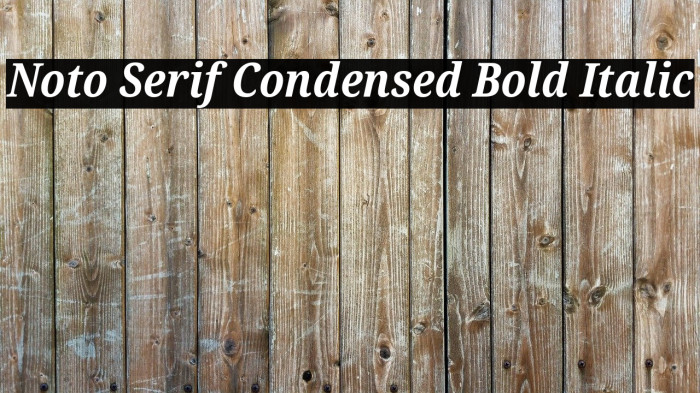 Noto Serif Condensed Bold Italic Font examples