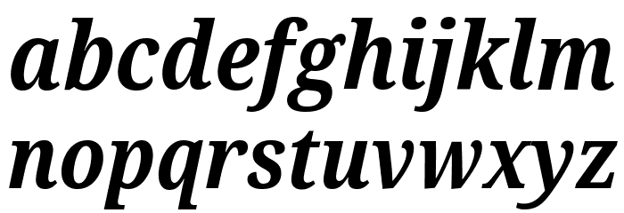 Noto Serif Condensed Bold Italic Font LOWERCASE