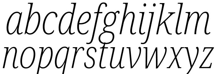 Noto Serif Condensed ExtraLight Italic Font LOWERCASE