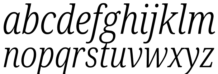 Noto Serif Condensed Light Italic Font LOWERCASE