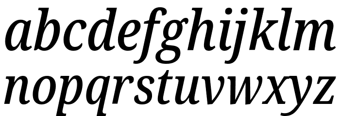 Noto Serif Condensed Medium Italic Font LOWERCASE
