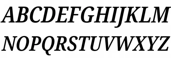 Noto Serif Condensed SemiBold Italic फ़ॉन्ट अपरकेस