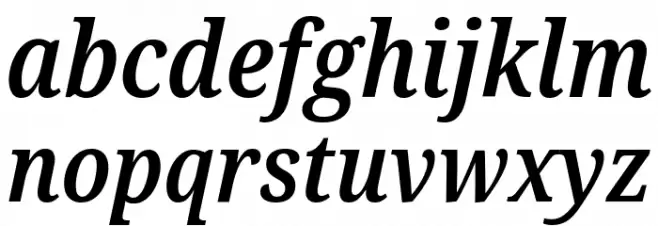 Noto Serif Condensed SemiBold Italic Font Litere mici