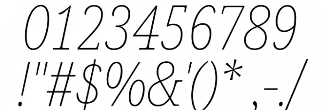 Noto Serif Condensed Thin Italic Font OTHER CHARS