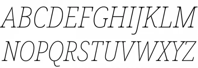 Noto Serif Condensed Thin Italic Fuentes MAYÚSCULAS