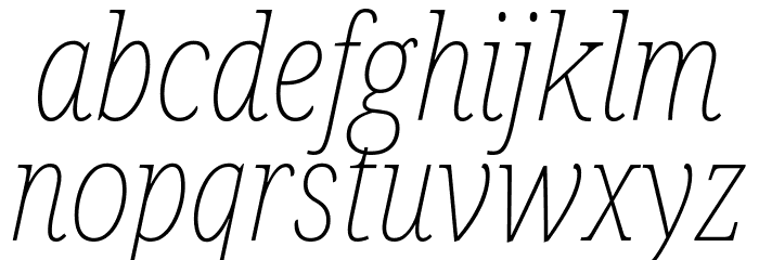 Noto Serif Condensed Thin Italic Font LOWERCASE