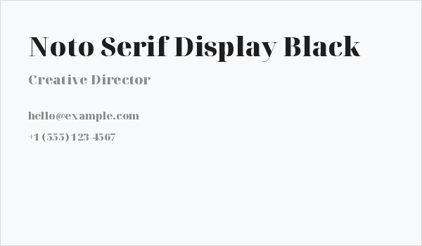 Noto Serif Display Black Business Card