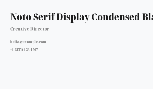 Noto Serif Display Condensed Black Business Card