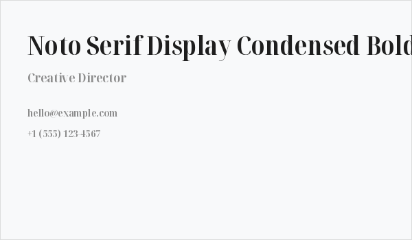 Noto Serif Display Condensed Bold Business Card