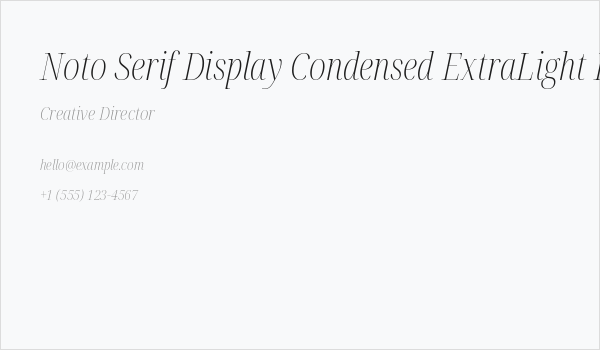 Noto Serif Display Condensed ExtraLight Italic Business Card