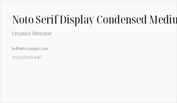 Noto Serif Display Condensed Medium Business Card
