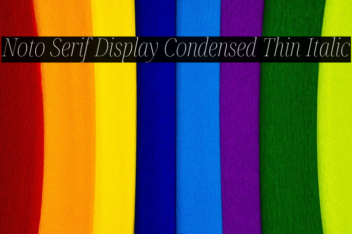 Noto Serif Display Condensed Thin Italic Font examples