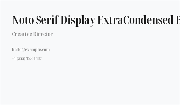 Noto Serif Display ExtraCondensed Bold Business Card