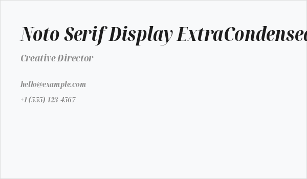 Noto Serif Display ExtraCondensed ExtraBold Italic Business Card