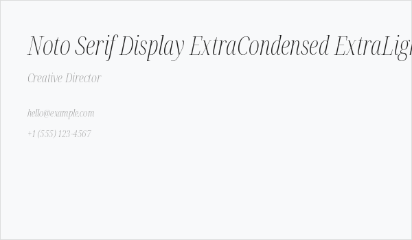 Noto Serif Display ExtraCondensed ExtraLight Italic Business Card