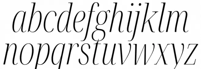 Noto Serif Display ExtraCondensed ExtraLight Italic Caratteri MINUSCOLO
