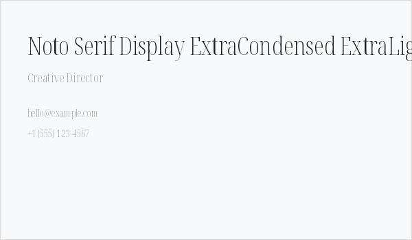 Noto Serif Display ExtraCondensed ExtraLight Business Card