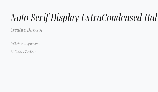 Noto Serif Display ExtraCondensed Italic Business Card