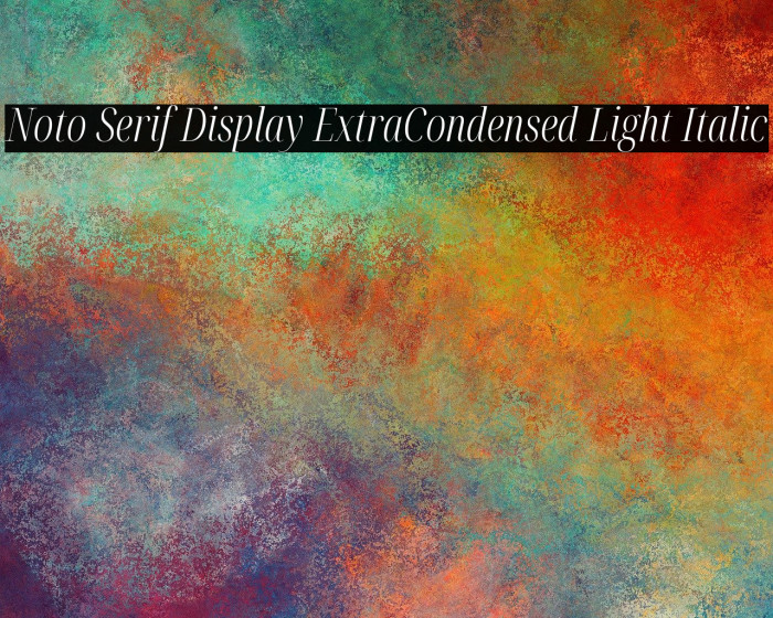 Noto Serif Display ExtraCondensed Light Italic Example 1