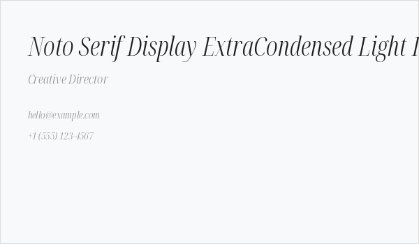 Noto Serif Display ExtraCondensed Light Italic Business Card