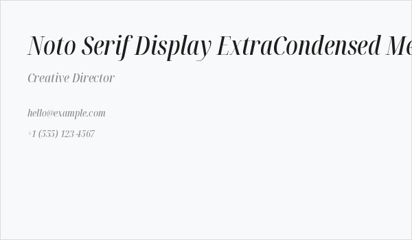 Noto Serif Display ExtraCondensed Medium Italic Business Card
