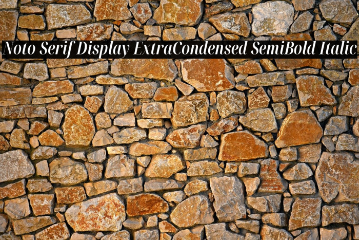 Noto Serif Display ExtraCondensed SemiBold Italic Font examples