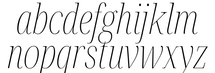 Noto Serif Display ExtraCondensed Thin Italic Font LOWERCASE