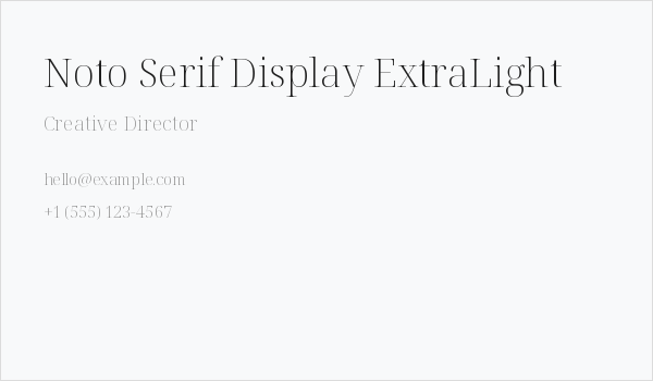 Noto Serif Display ExtraLight Business Card