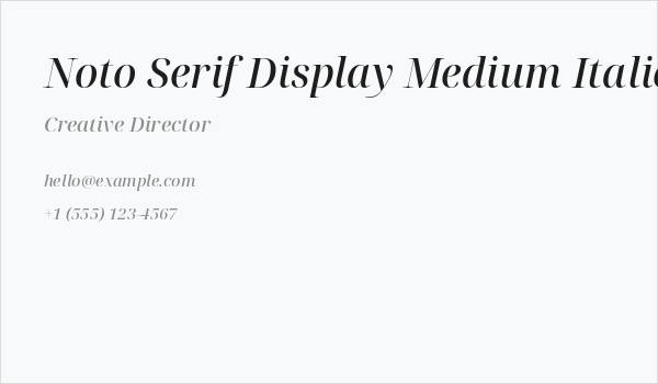 Noto Serif Display Medium Italic Business Card