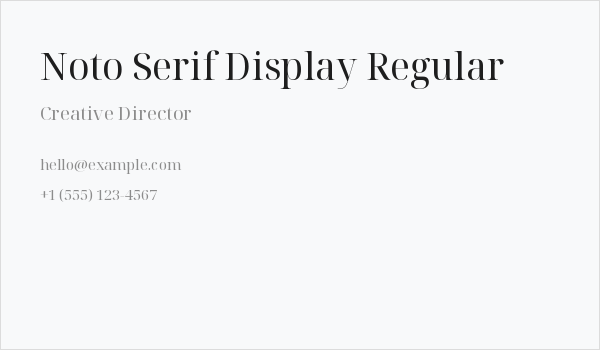 Noto Serif Display Regular Business Card