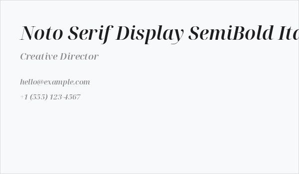 Noto Serif Display SemiBold Italic Business Card