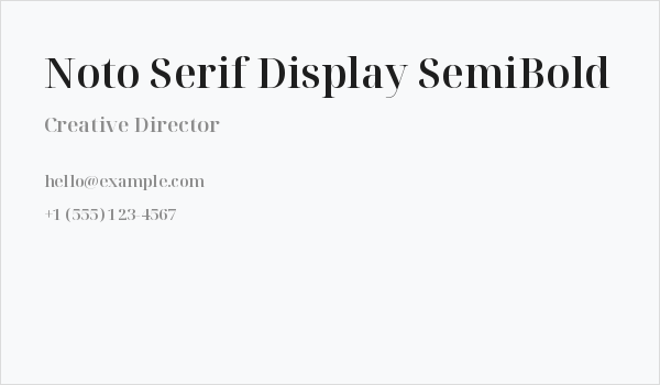 Noto Serif Display SemiBold Business Card