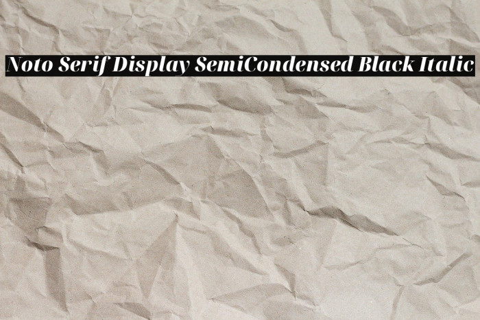 Noto Serif Display SemiCondensed Black Italic Example 1