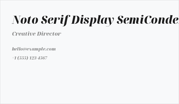 Noto Serif Display SemiCondensed Black Italic Business Card