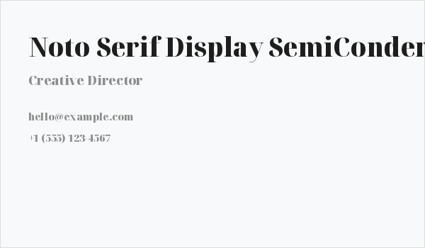 Noto Serif Display SemiCondensed Black Business Card