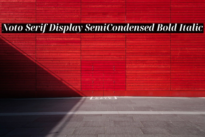 Noto Serif Display SemiCondensed Bold Italic Font examples